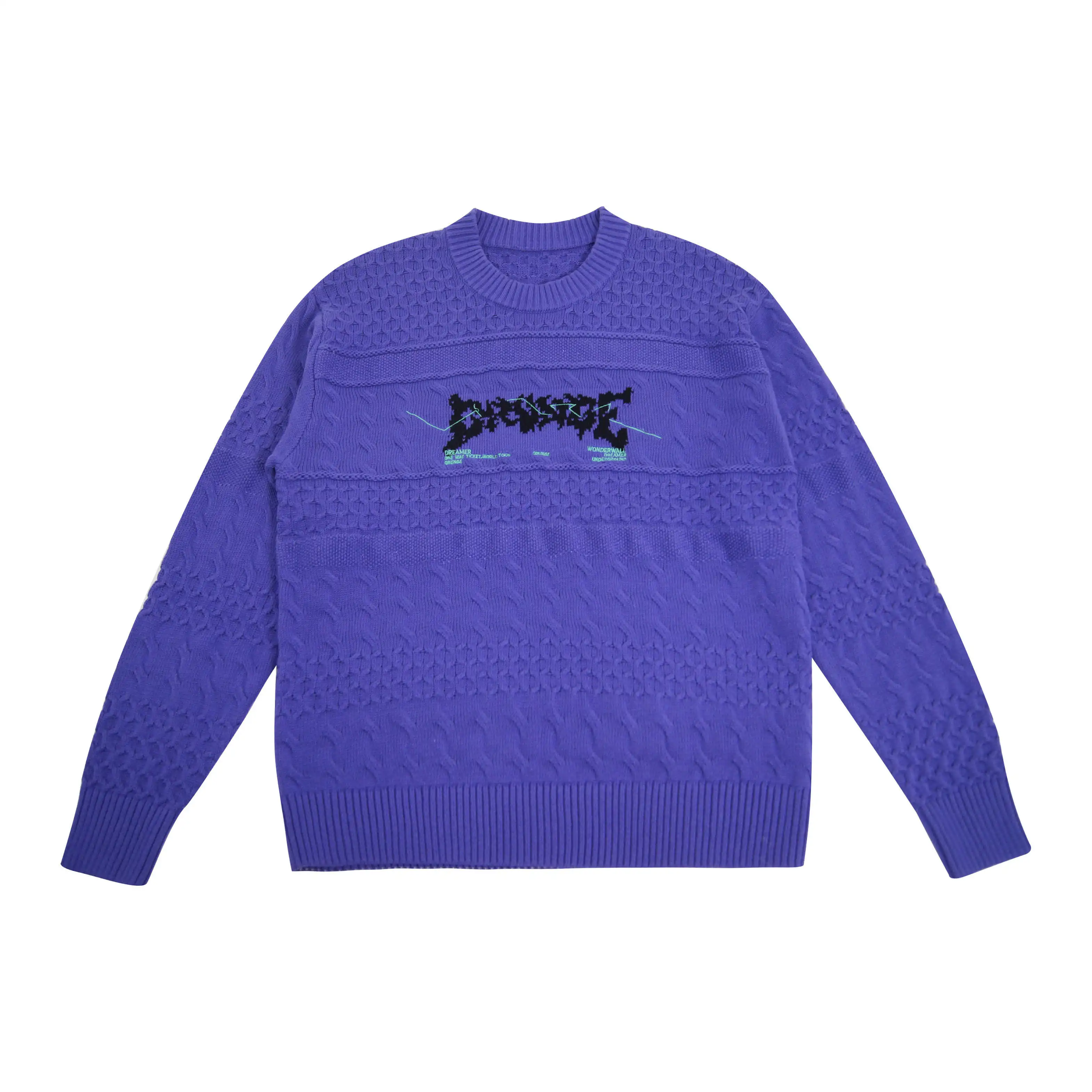 

Men's Crew Neck Pullover Sweater Men's High-end Monogrammed Purple Crew Neck Pullover Knit Sweater