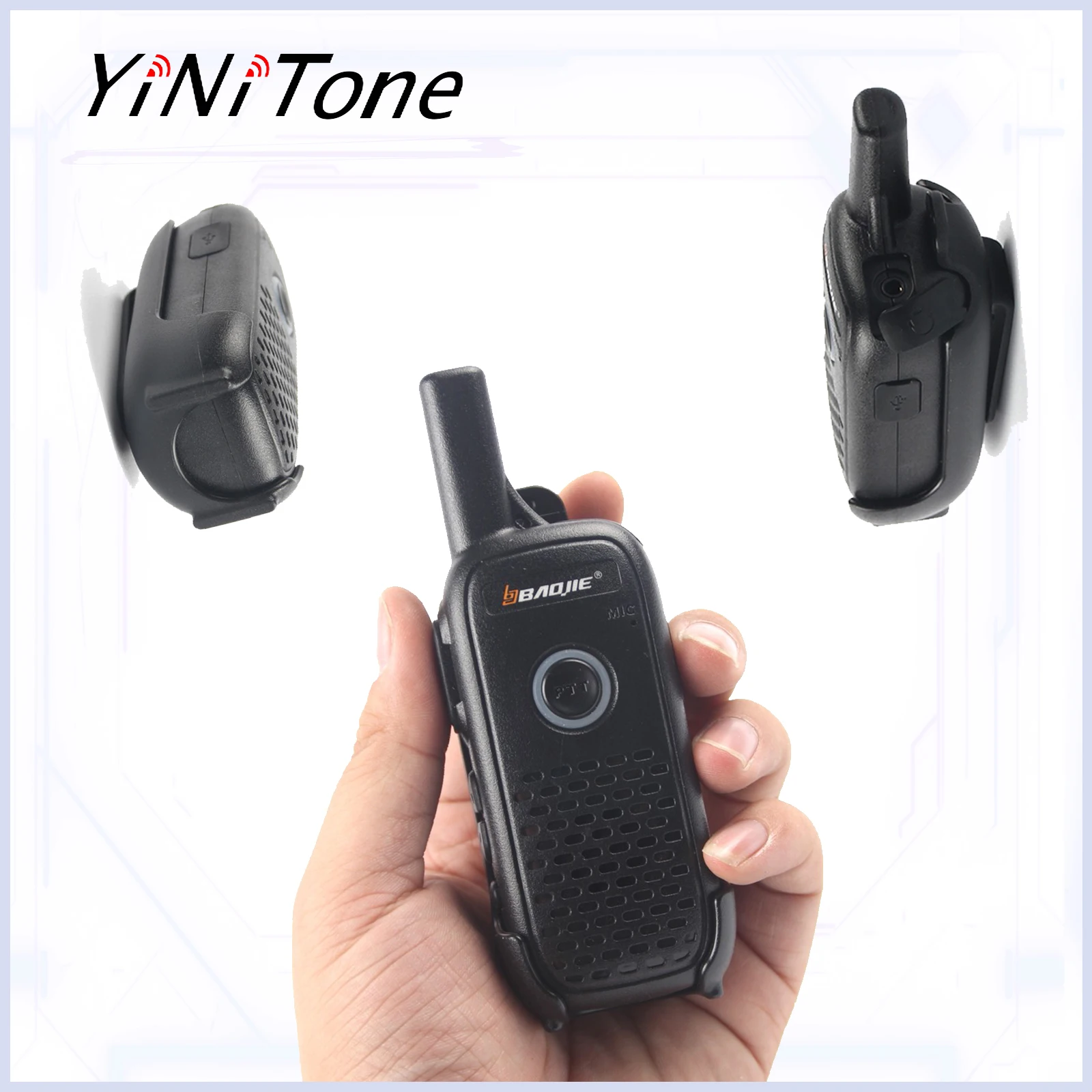 2er Pack Mini Walkie Talkie Baojie BJ-Q2 2W UHF 400-470MHz 16 Kanal tragbares wiederauf lad bares kleines Langstrecken-Funkgerät