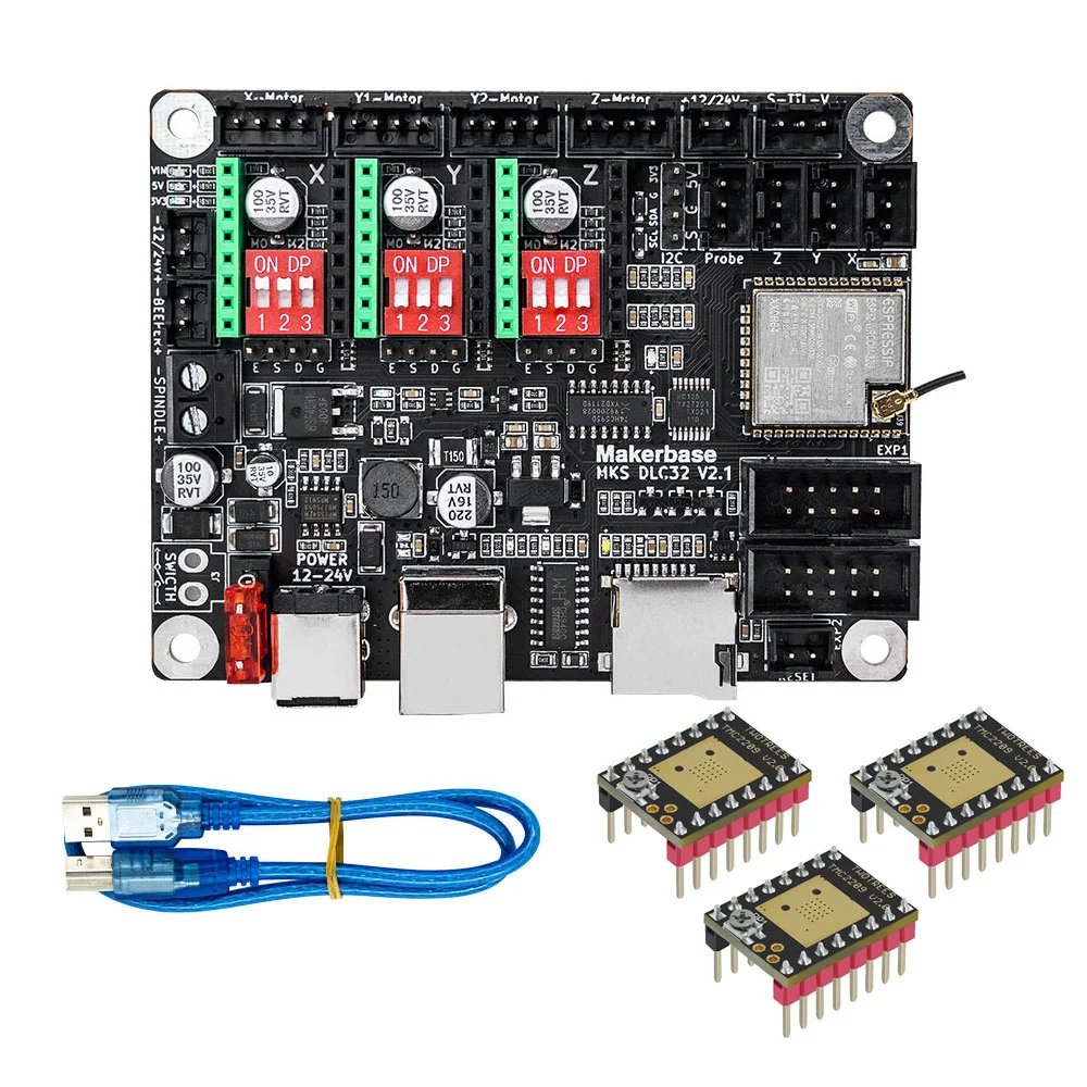 Grbl-Contrôleur de bouclier CNC 32 bits ESP32 WIFI MKS DLC32 V2.1, carte de commande hors ligne TS24, écran tactile pour machine à graver