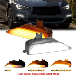 Car Front LED Daytime Running Light DRL turn Signal For Infiniti Q50 Q50S Sport Model 2014 - 2020 Fog lamp Cover Grill Trim