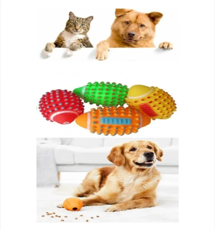 Colorful Cat Dog Biting Ball With Sound Barbed Ball Design, it is the joy of our little friends who help teething