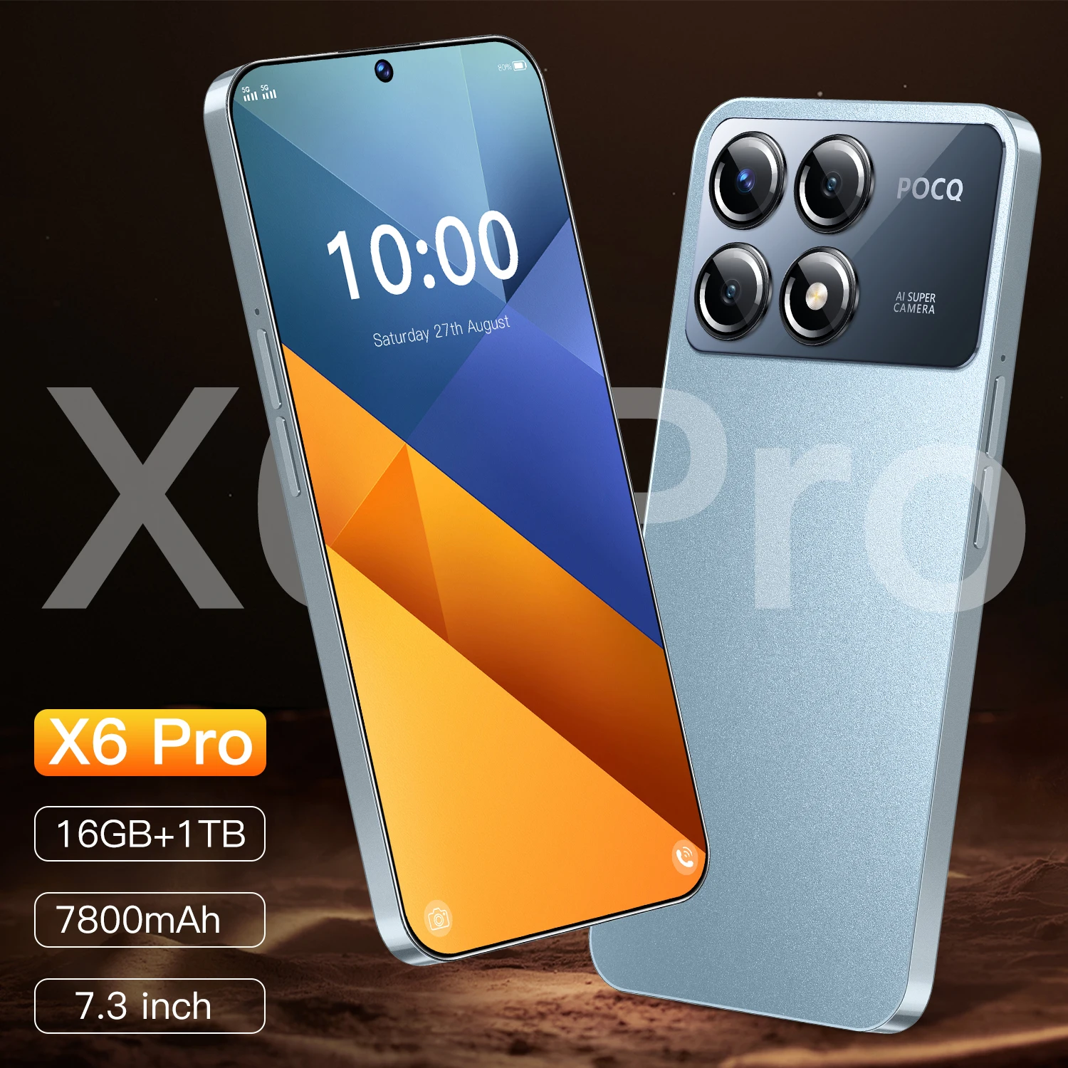 

2025 NEW Mobile Phone X6 Pro 7.3 HD Screen SmartPhone 16G+1T 5G Dual Sim Celulares Android Unlocked 108MP 7800mAh Cell Phone