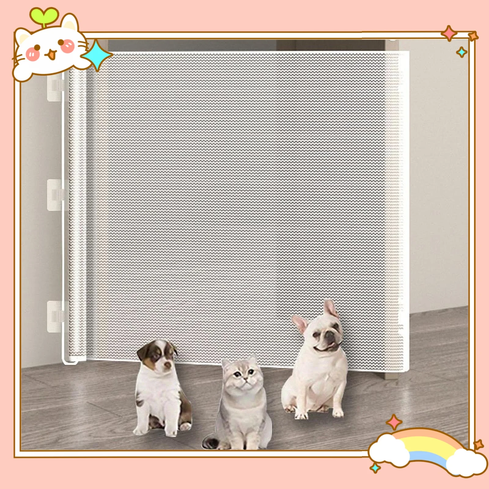 Retractable Pet Gate Barrier Protector for Stairways Backyard Outdoor Indoor Mesh Dog Gate Easy to Use  Protection Small Dogs