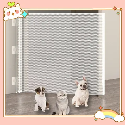 Retractable Pet Gate Barrier Protector for Stairways Backyard Outdoor Indoor Mesh Dog Gate Easy to Use  Protection Small Dogs