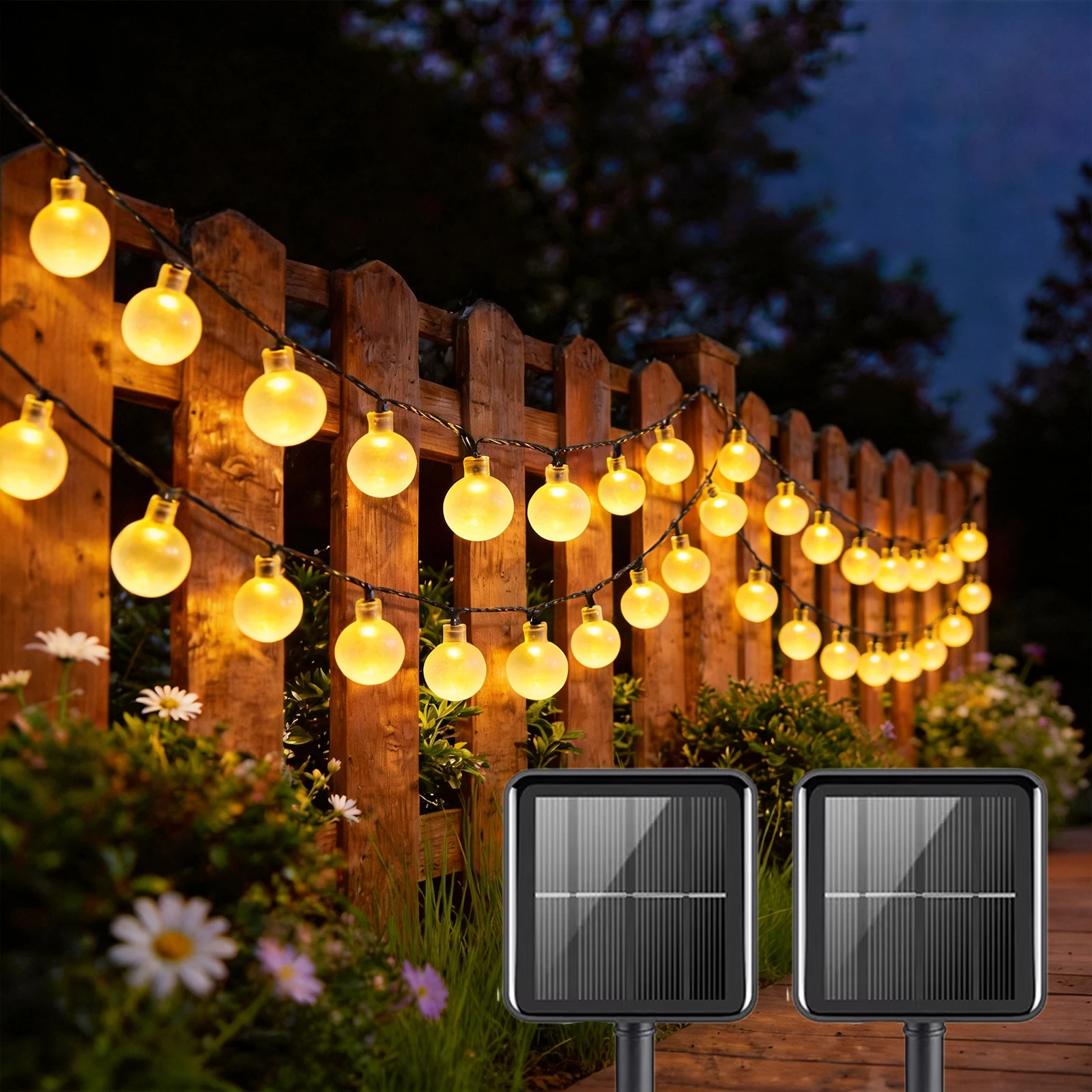 

Solar Globe String Lights 20/50/100 LED, 5/7/12m IPX4 Outdoor Indoor Fairy Lights for Garden Bedroom Wedding Party Christmas