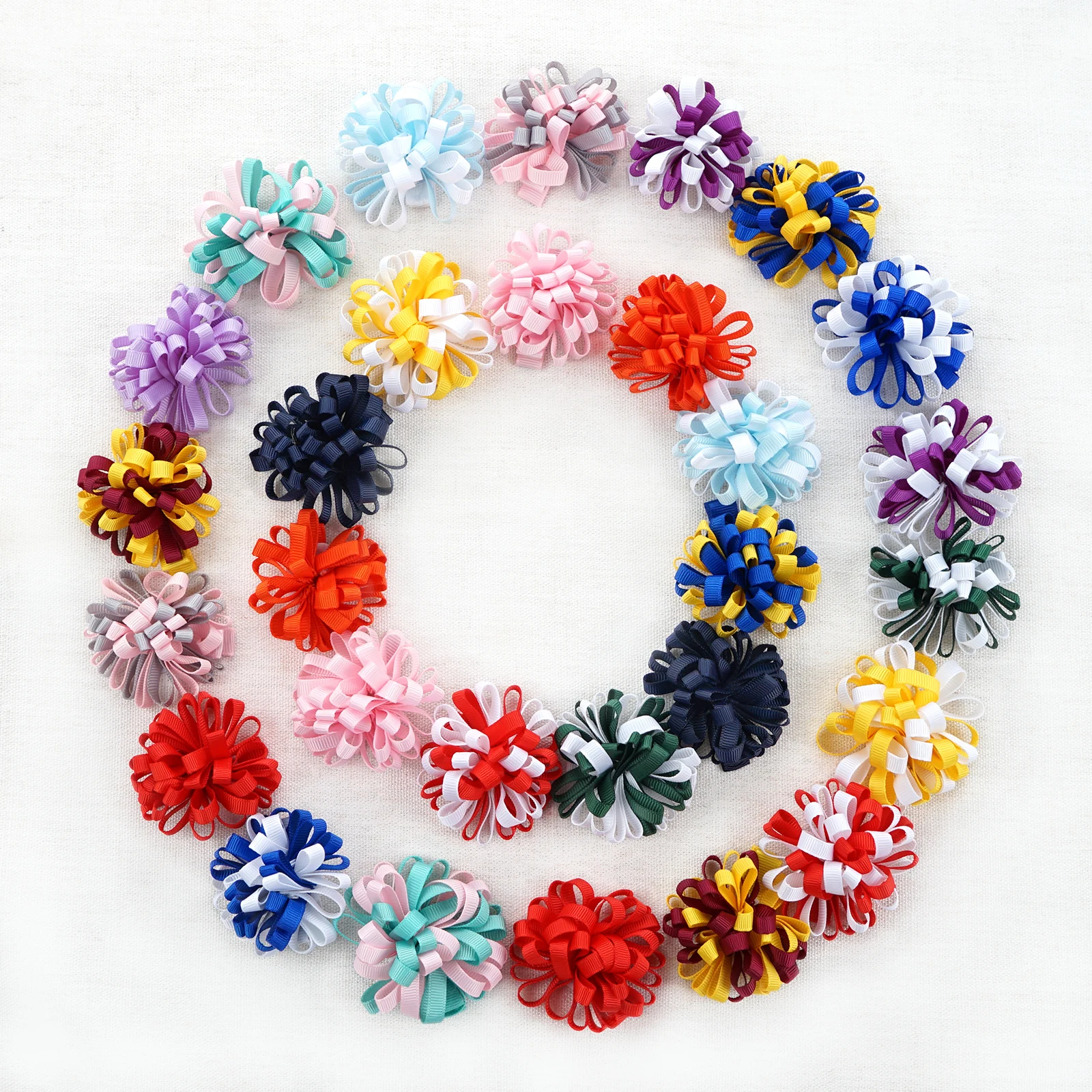 30pcs New Solid Ribbon Bowknot Hair Clips For Baby Girls Handmade Cute Bows Hairpin Barrettes Headwear Kids Hair Accessories