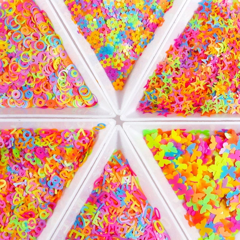 Décorations d'art d'ongle de série structurels ente, papillon, fleur, lettre, étoile, rond, coeur, paillettes, breloques, démontrent multicolores, N64.Material