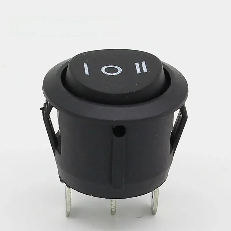 10 sztuk 23mm okrągły czarny 3 Pin 10A/125V 6A/250V AC 3 pozycja SPDT ON-OFF-ON przełącznik kołyskowy zatrzaskowy — zdjęcie 2