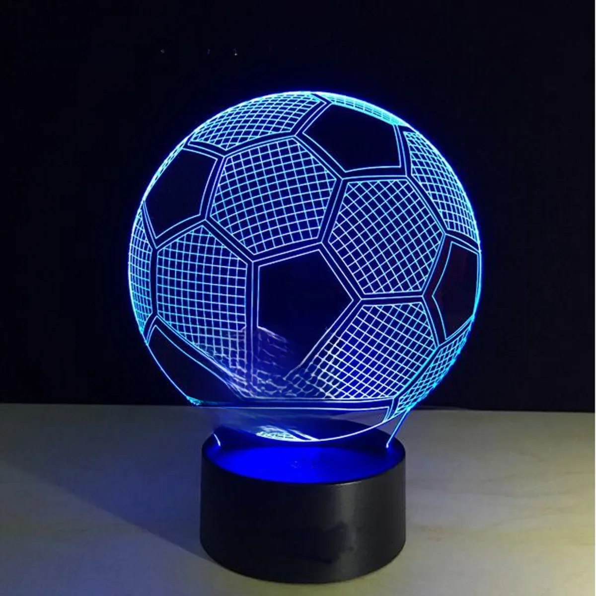 Veilleuse 3D de Football, lampe d'illusion d'optique 3D avec tactile, lumière ambiante à 7 couleurs changeantes pour chambre à coucher, 1 pièce