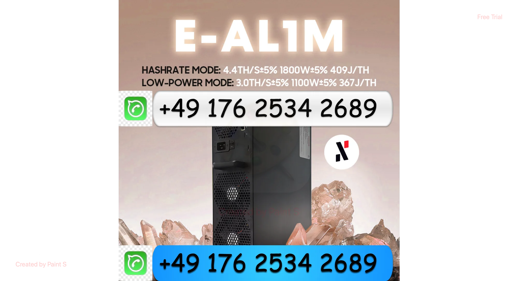 ชง ! ยอดขายที่ดีที่สุดซื้อ 7 แถม 4 ใหม่ E-AL1M 4.4TH 1800W ALPH Miner Black 3 อัลกอริทึมพร้อม PSU ในสต็อก