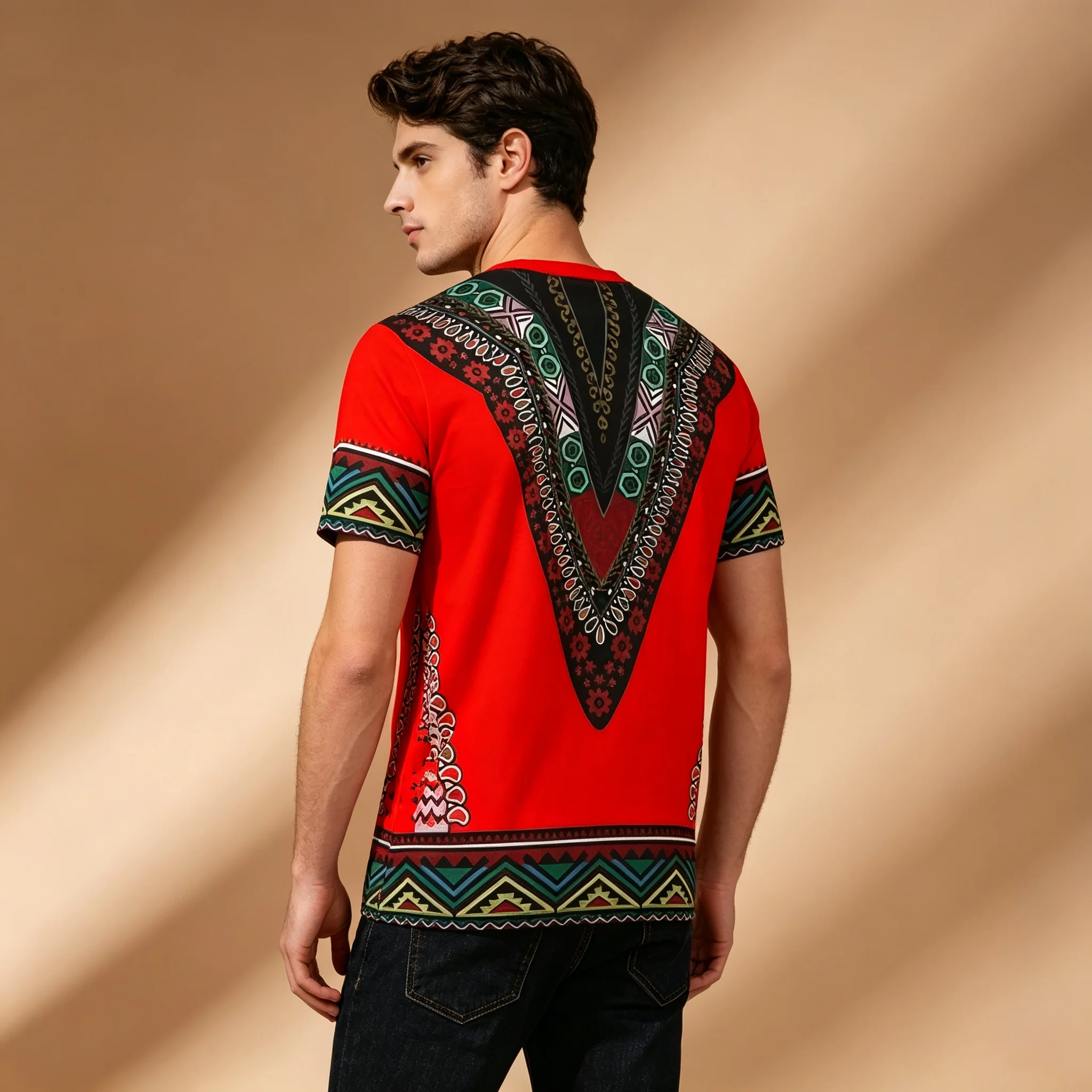 Herren Gothic Tribal Cross Print Kompressions-T-Shirt Schnelltrocknend Fitness Gym Kurzarm Dunkler Punk Streetwear Muskel-T-Shirt – Detail 3