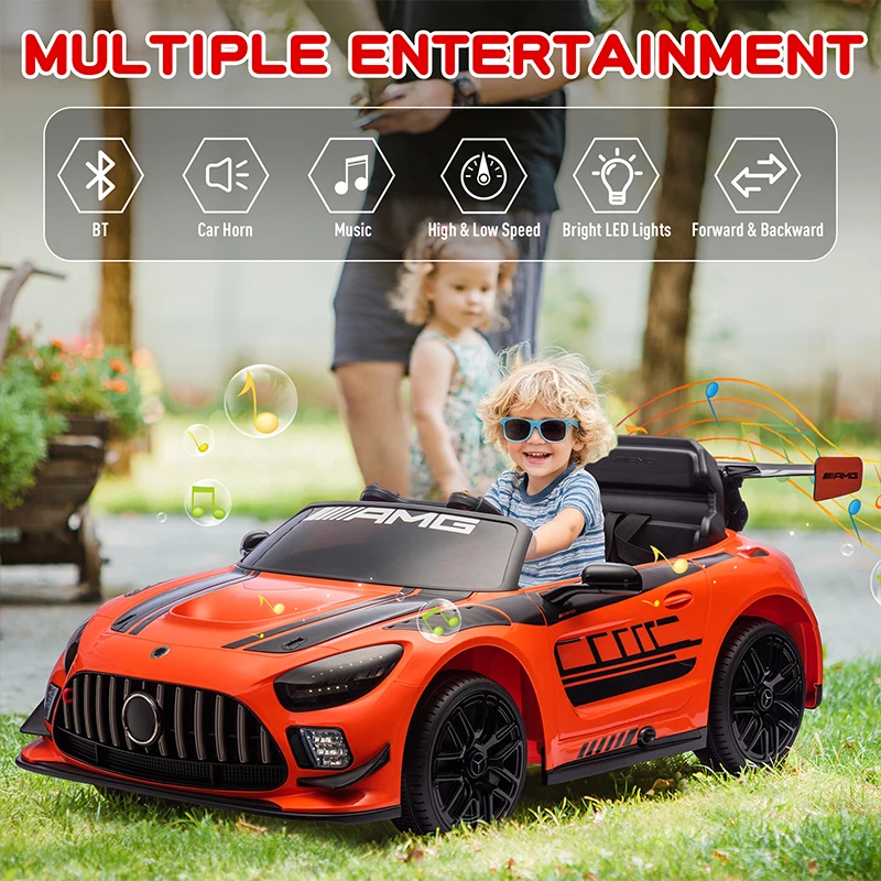 Coche de juguete de 12V con licencia AMG GT3, vehículo eléctrico para niños, coche de paseo con batería para niños, regalos con música de Control remoto