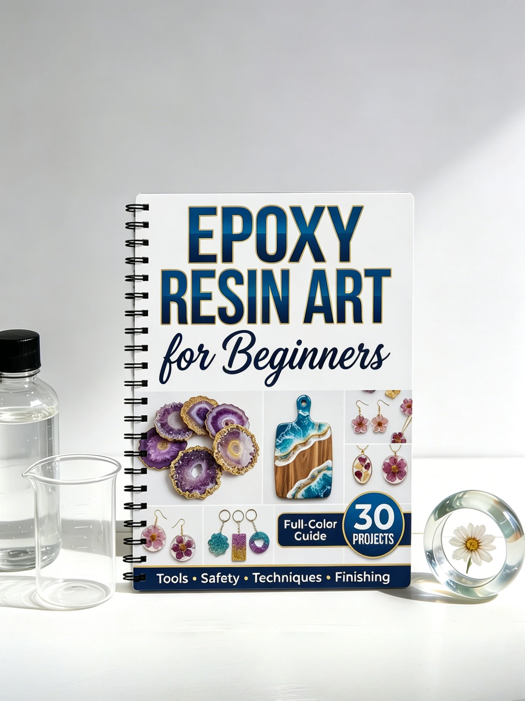 

1pcs Epoxy Resin Art Guide for Beginners, 30 Projects with Step-by-Step Instructions, Covers Tools, Safety, Techniques & Finishing, Ideal for New Crafters & DIY Enthusiasts