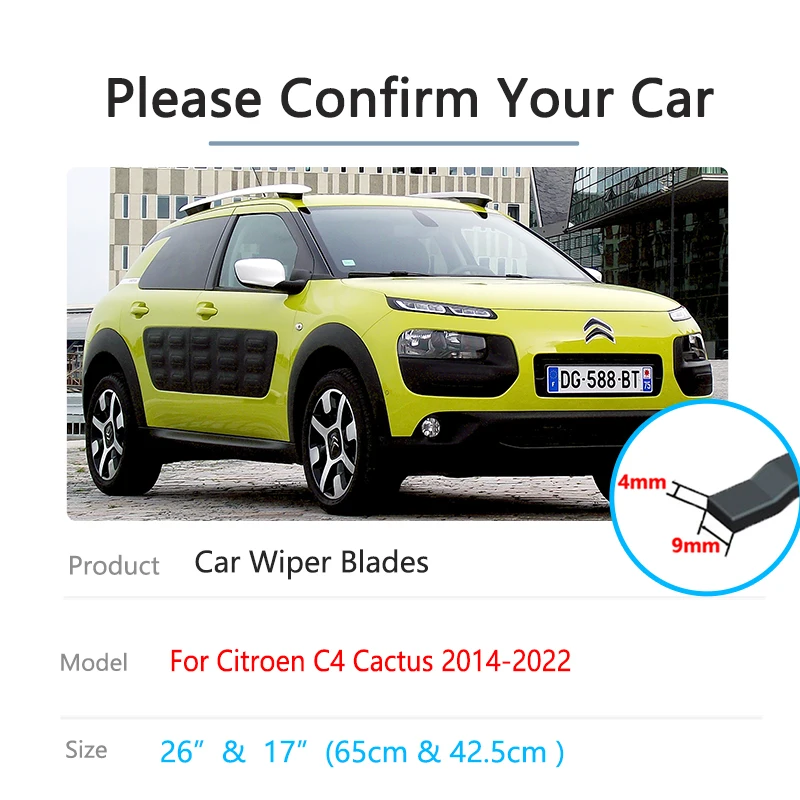 For Citroen C4 Cactus 2014 2015 2016 2017 2018 2019 2020 2021 2022 Front Rear Wiper Blades Accessories Windscreen Window Cutter