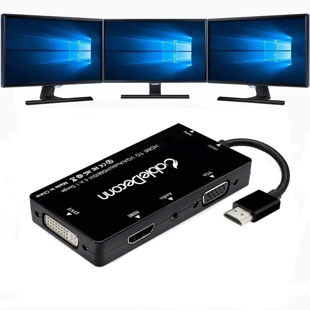 CableDeconn HDMI zu HDMI VGA DVI Display Gleichzeitig Adapter 3,5mm Jack Audio Mit Micro USB Power