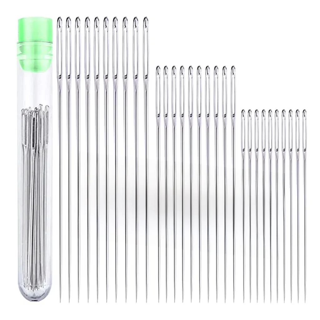 Grandes Agulhas De Costura Do Olho, Cross Stitch Knitting Needle, Handmade Couro Bordado Thread,