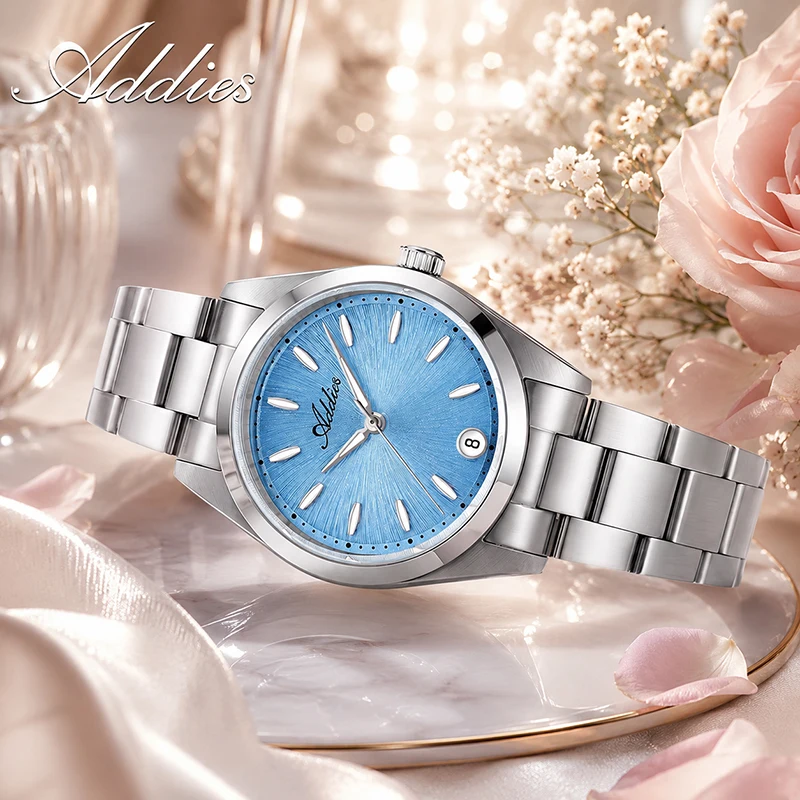 ADDIES Top Brand Woman's Watch Sapphire Glass 31mm Women Steel Wristwatch Business 5Bar Waterproof Super Luminous Watches New