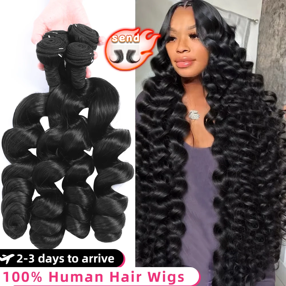 

30 32 Inch Loose Wave 3 4 Bundles Raw Virgin Unprocessed 100% Human Hair Extensions Brazilian Loose Deep Wave Human Hair Bundles