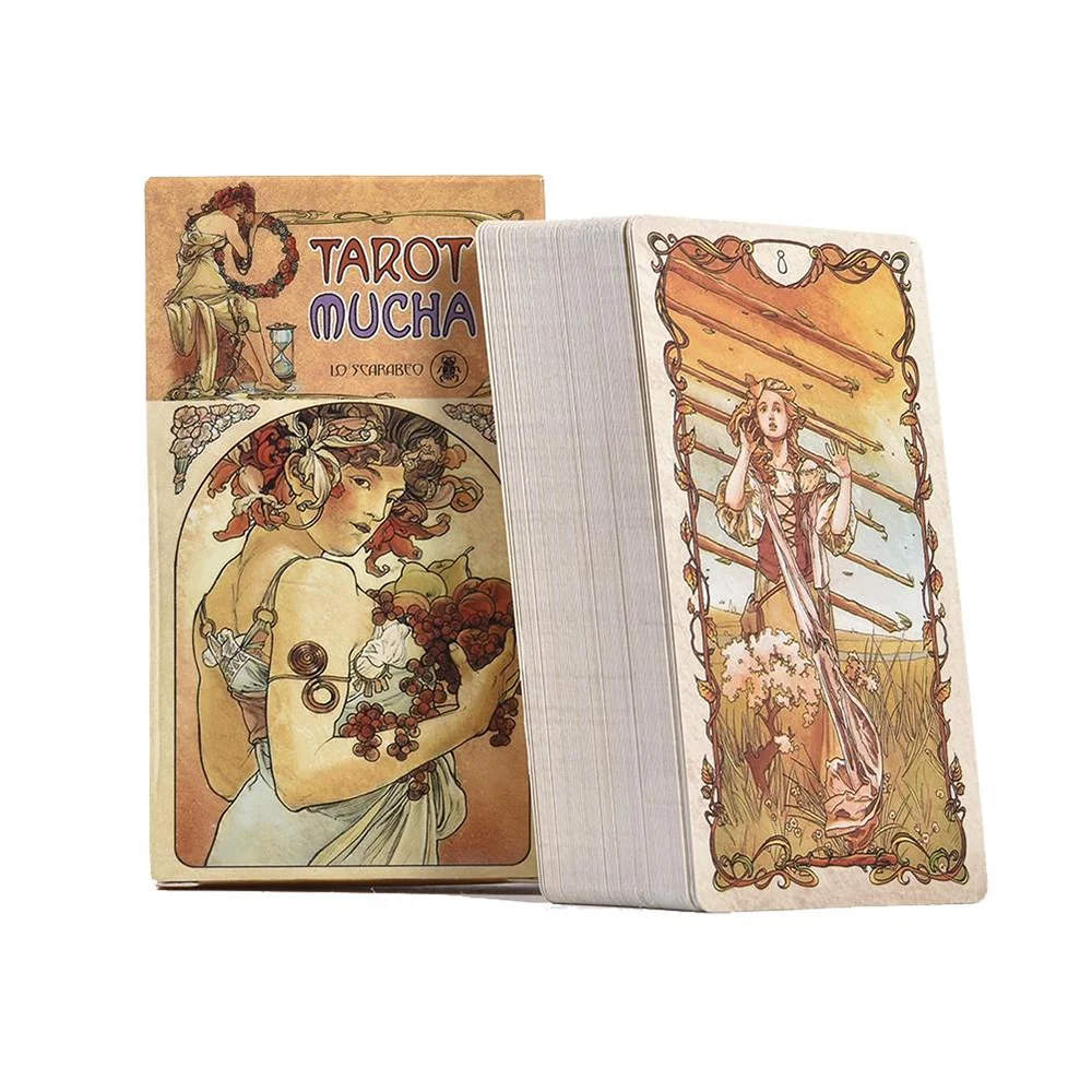 Russian Tarot Mucha Tarot Cards for beginners with Russian version PDF guidebook Board Game Card Deck For Family Gathering Cards