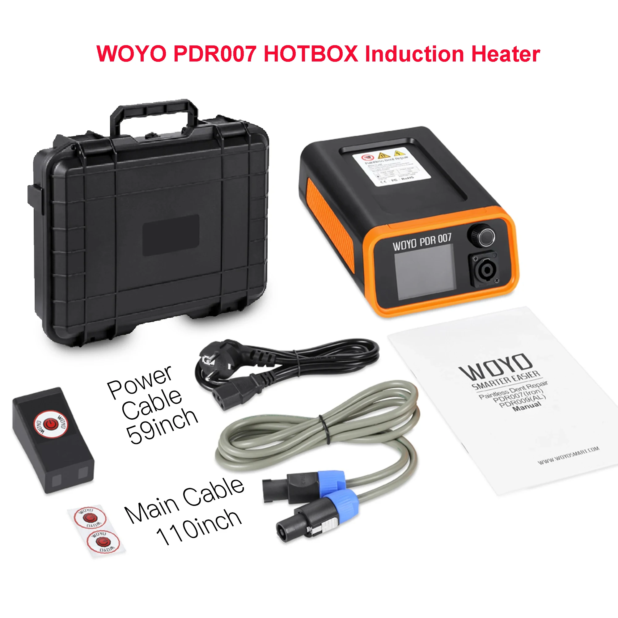 WOYO PDR 007 HOTBOX Induction Heater Auto Body Paintless Puller Kits with Repair Handle Car Dent Repair Tool Accessories PDR007