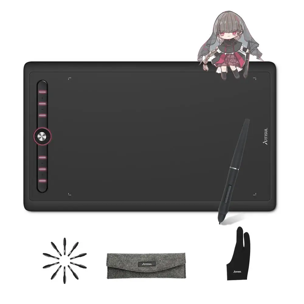 Artisul M0610 Pro Battery-free Digital Graphic Pen Tablet  for Drawing & Playing OSU with 8 Express Keys and a Dial Funtion Key