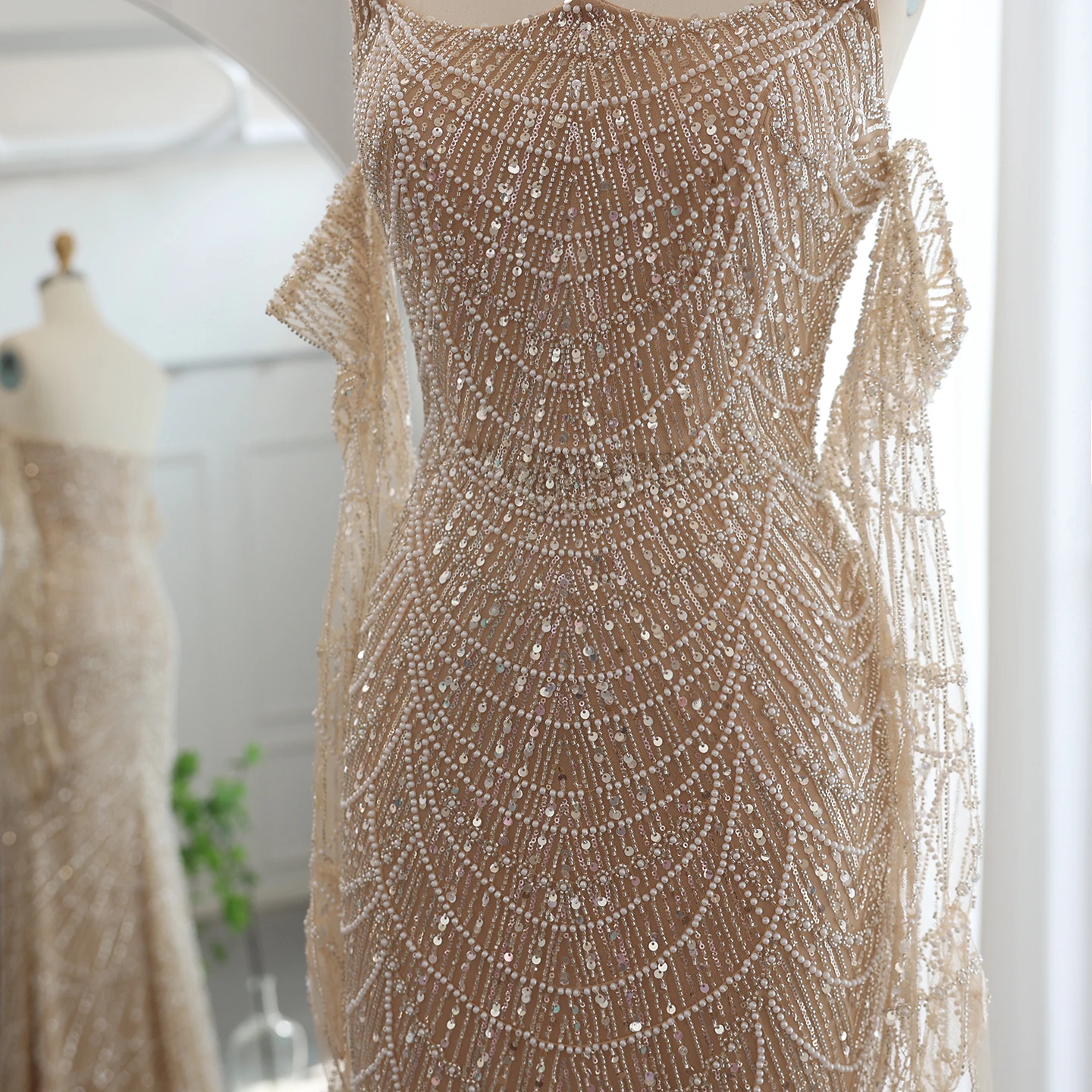 Sharon Said Luxuriöse Dubai Meerjungfrau Abendkleider in Grün-Schwarz mit Handschuhen Arabische Damen Hochzeits-Partykleider SS606 Maßanfertigung – Detail 19