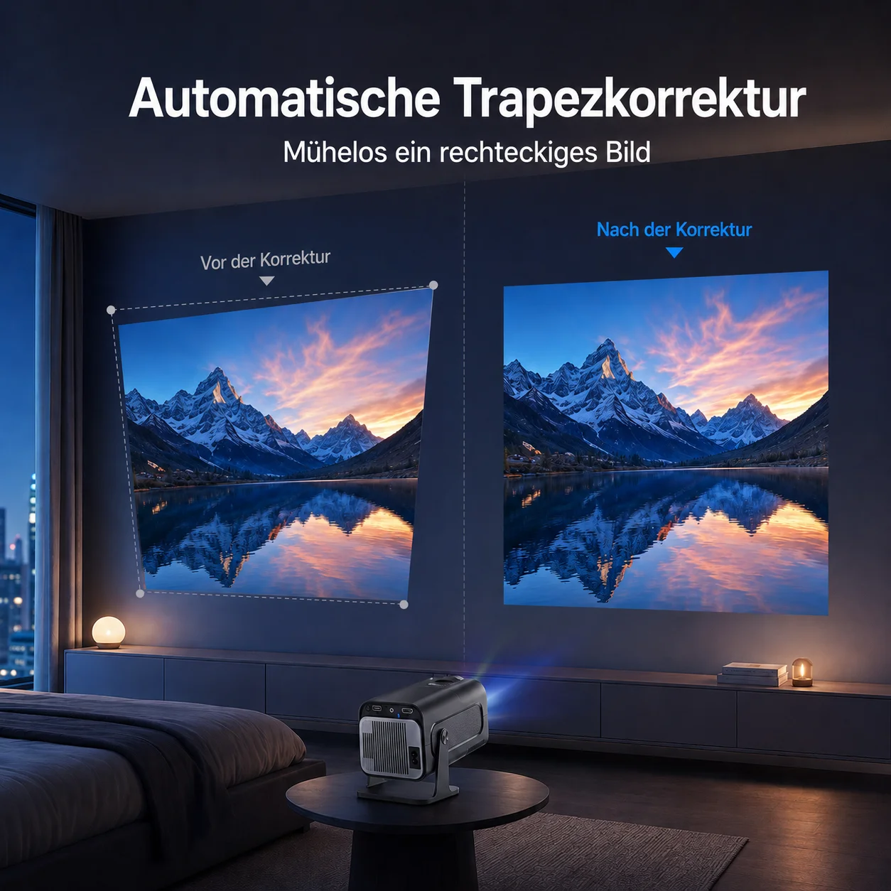 HY320 Mini-Projektor LCD-Lichtquelle Smart Dual-Band WiFi 6 BT 5.0 Tragbarer Projektor Native 720P 4K-Unterstützung 200 ANSI Lumen Full-HD-Projektor