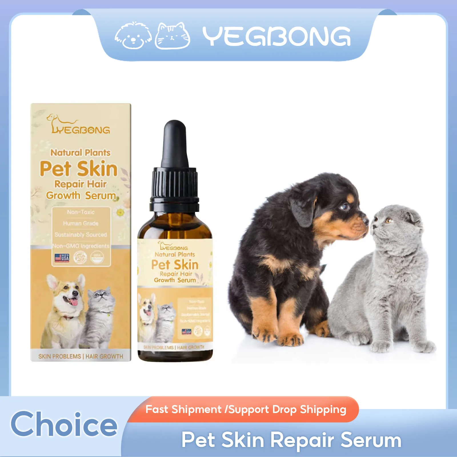 

Pet Wound Liquid Promote Hair Regrowth Skin Wound Repair Moss Treatment Itchy Skin Relief Anti Fleas Mites Dog Skin Care Serum