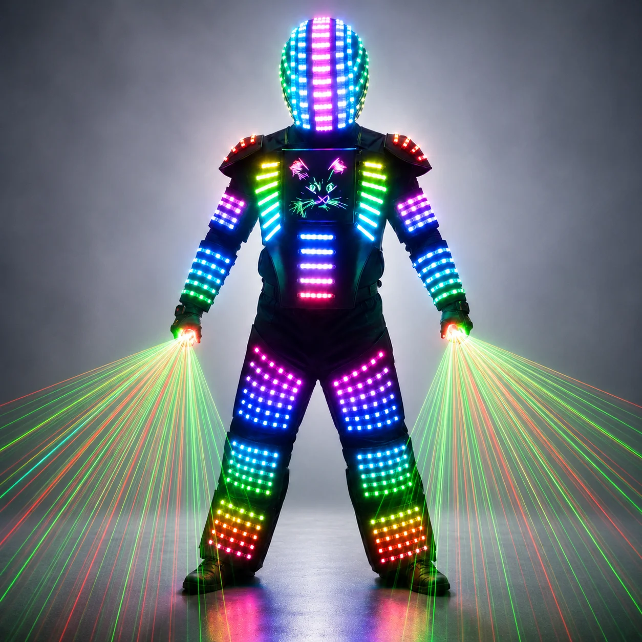 LED Roboter Kostüm Leucht Anzug Männer Gogo Sänger Gast Tänzer Kostüm Anzug Hero Licht Rüstung Für Bühne Party Tragen
