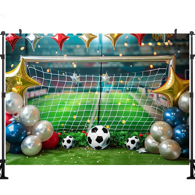 LS  Photography Background Sports Football Boys Birthday Party Balloons Cake Smash Portrait Decor Backdrop Photo Studio