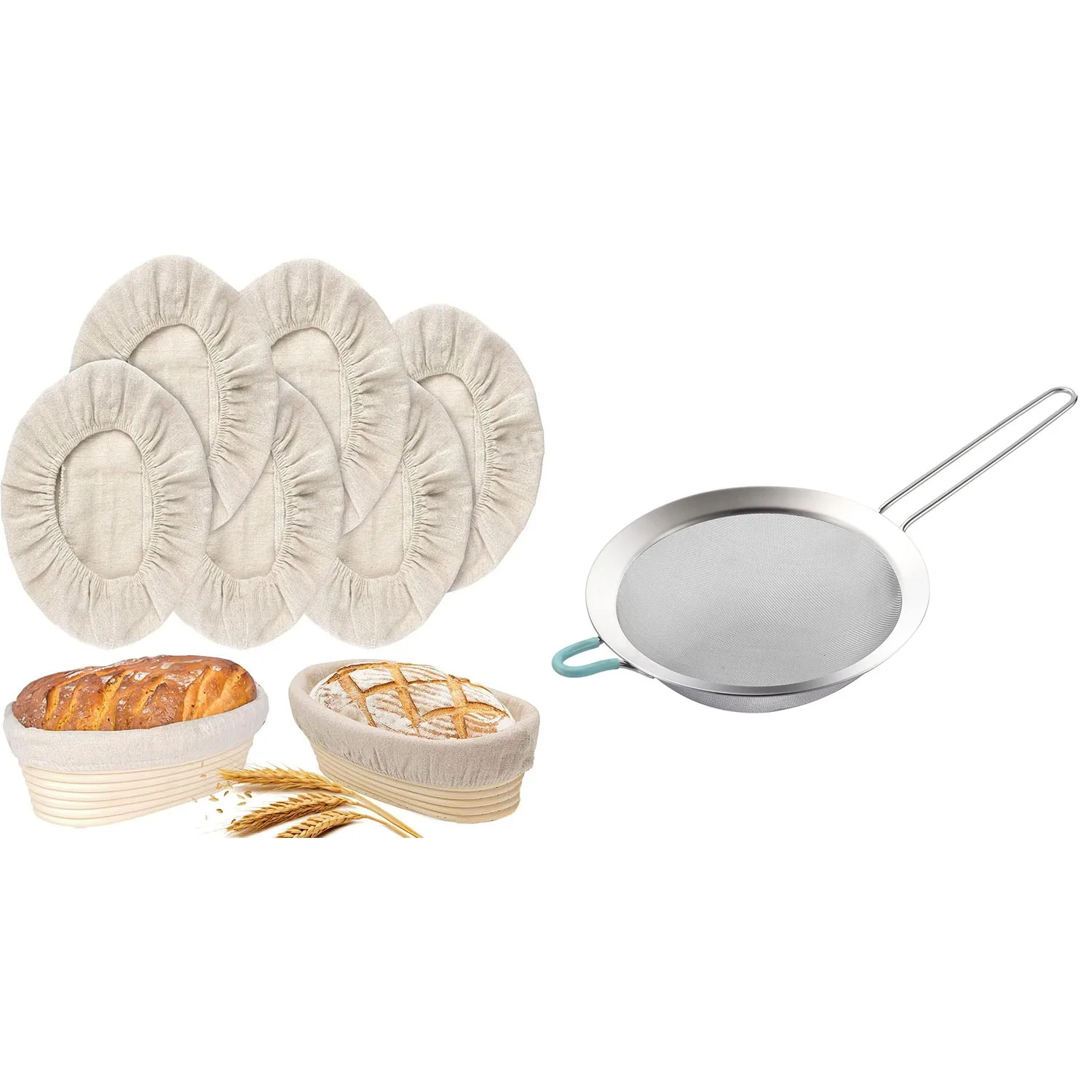 Proofing Basket,Bread Basket & Kitchen Utensils,Strainer, Bread Proofing Basket Cloth Liner, Baking Dough Basket Cover