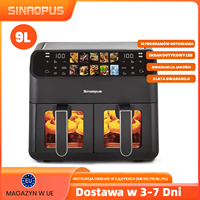 Hot Air Fryers 9L Dual Basket Oven Oilless Cooker with LED Touch Control,Visible Window, Family Smart Air Fryer machine Size