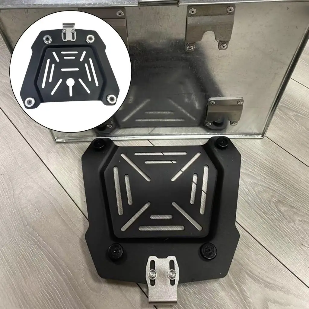 Universal Motorcycle Rear Box Mounting Base Plate Bracket Sturdy Black Metal Baseplate for 36L to 45L Motorcycle Tail Top Box Tr