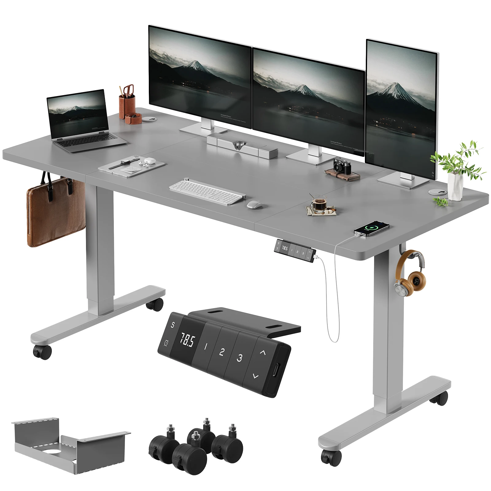 Devoko elektrisch in hoogte verstelbaar bureau met Roller Memory Control & Type-C 72-110cm Anti-Collision