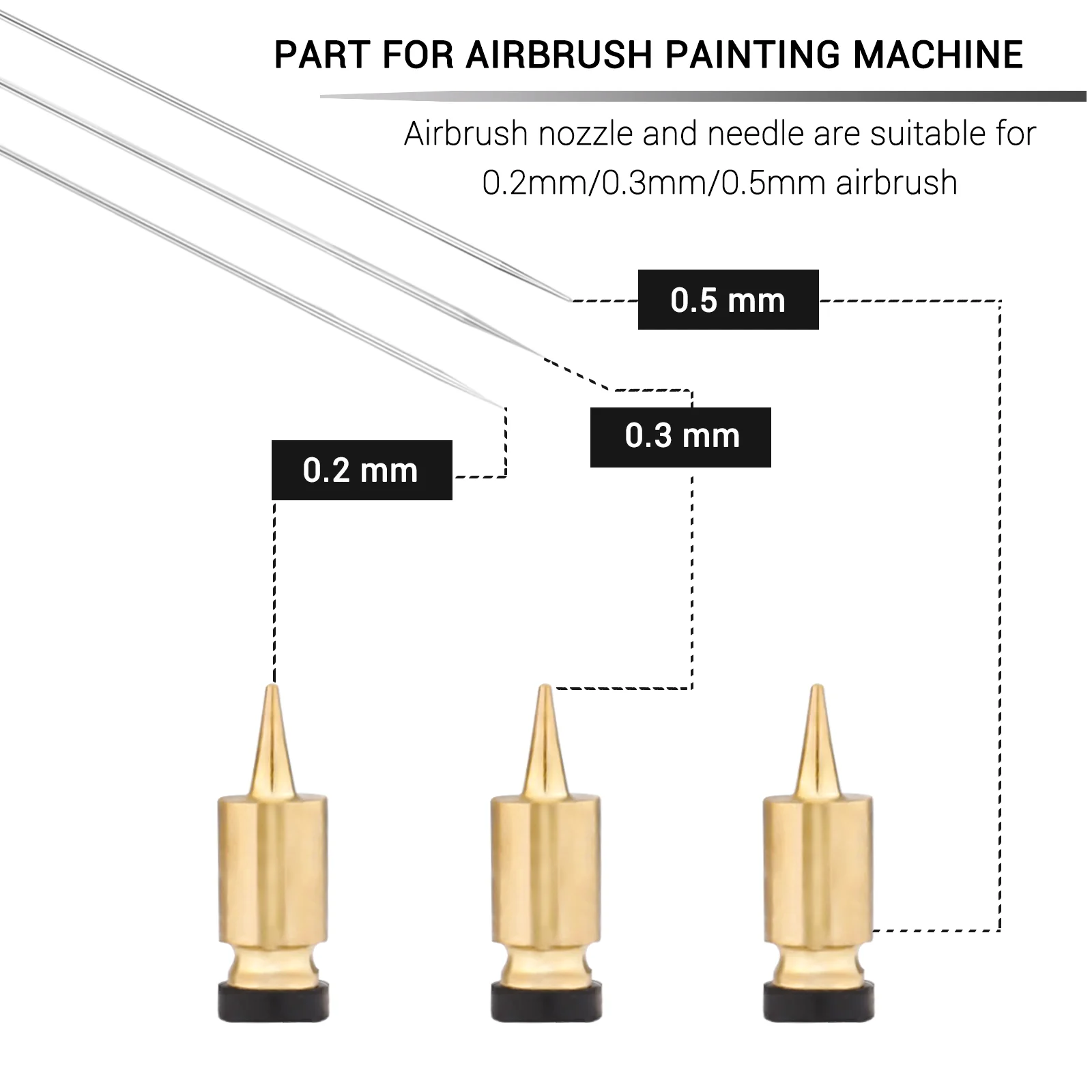 Airbrush meme iğne hava Cap seti otomatik merkezleme 0.2/0.3/ 0.5mm hava fırça yedek kiti parçaları alet yedek parçaları için NCT-GA01