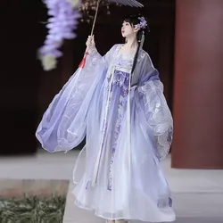 Hanfu Dress Women Chinese Traditional Embroidery Hanfu Female Christmas Carnival Cosplay Costume Hanfu Gradient Purple Dress