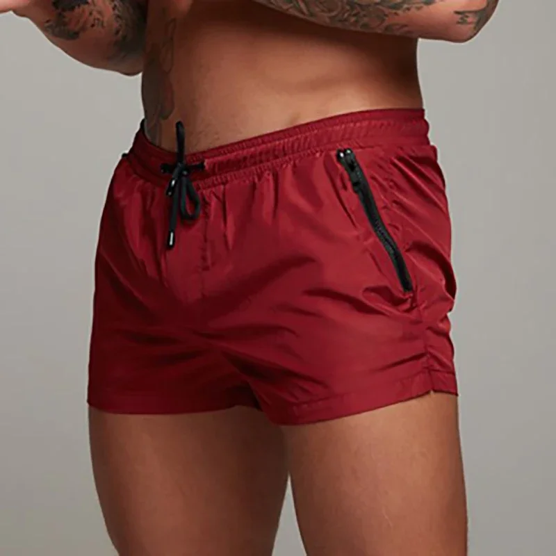 Herren-Badeanzug, Badeshorts, Sommer, lässig, Strand, Boardshorts für Herren, schnell trocknend, Laufen, Surfen, Fitness, Fitnessstudio, Shorts mit Reißverschlusstasche