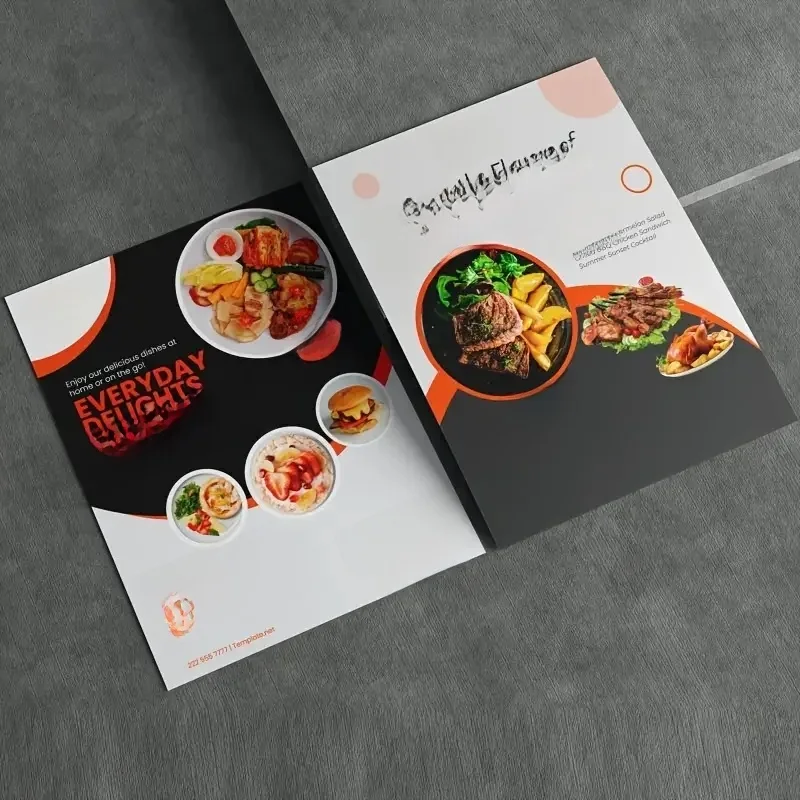 Niestandardowe ulotki A4 A5, A6 Dwustronny kolorowy nadruk 157 g/m2 do spersonalizowanych zdjęć Menu biznesowe Ulotka Drukuj ulotkę Bezpłatne Desi — zdjęcie produktu 7