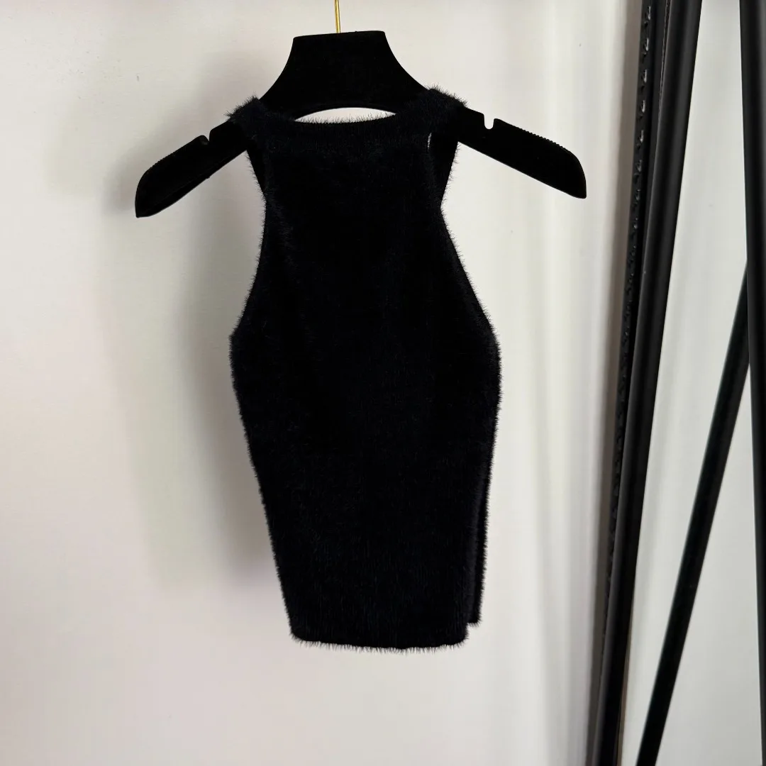 

25 Autumn/Winter New Plush Knitted Tank Top Women's Trendy Fashion Sleeveless Tank Top Slim Fit Top