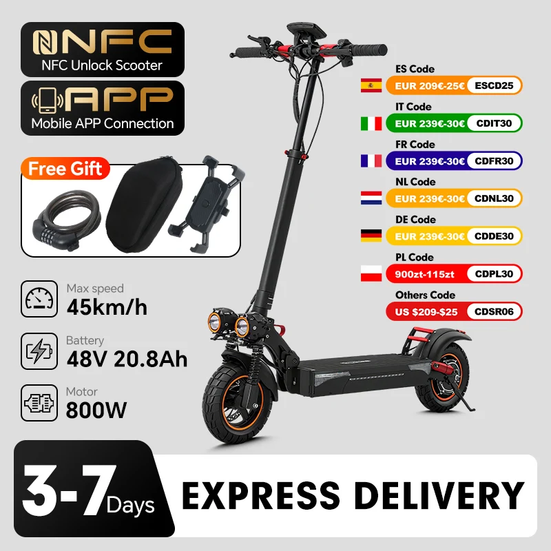 Trottinette électrique adulte Mankeel MX-14 Pro 800W 48V 20.8Ah tout-terrain, pneus tout-terrain de 10 pouces, trottinette électrique pliable