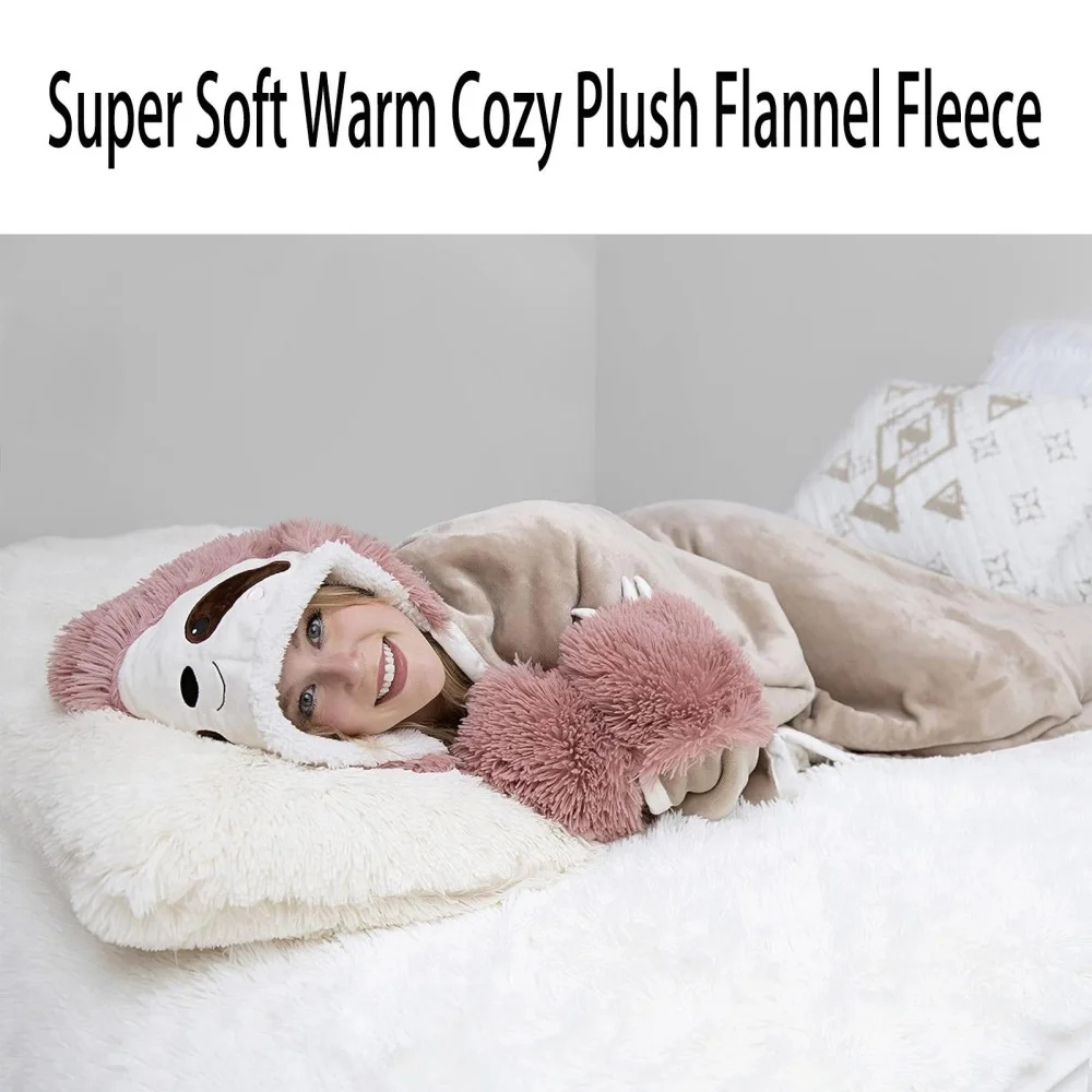 Sloth Wearable Hooded Blanket For Adults Super Soft Shaggy Fuzzy Warm Cozy Furry  Sherpa Hoodie Throw Cloak Wrap-Christmas Gift