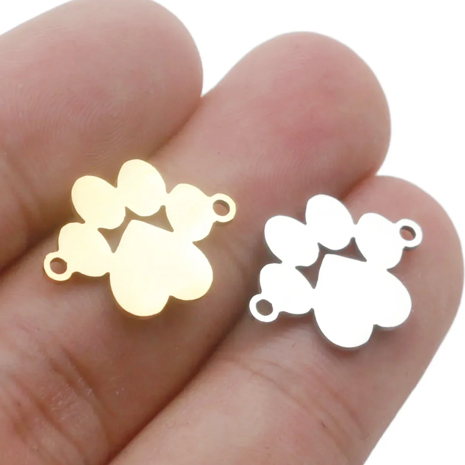 5 sztuk/partia ze stali nierdzewnej Charm połączenie dla Diy tworzenia biżuterii niedźwiedź pies Pet Paw Charms komponenty do biżuterii dokonywanie akcesoriów — zdjęcie 2
