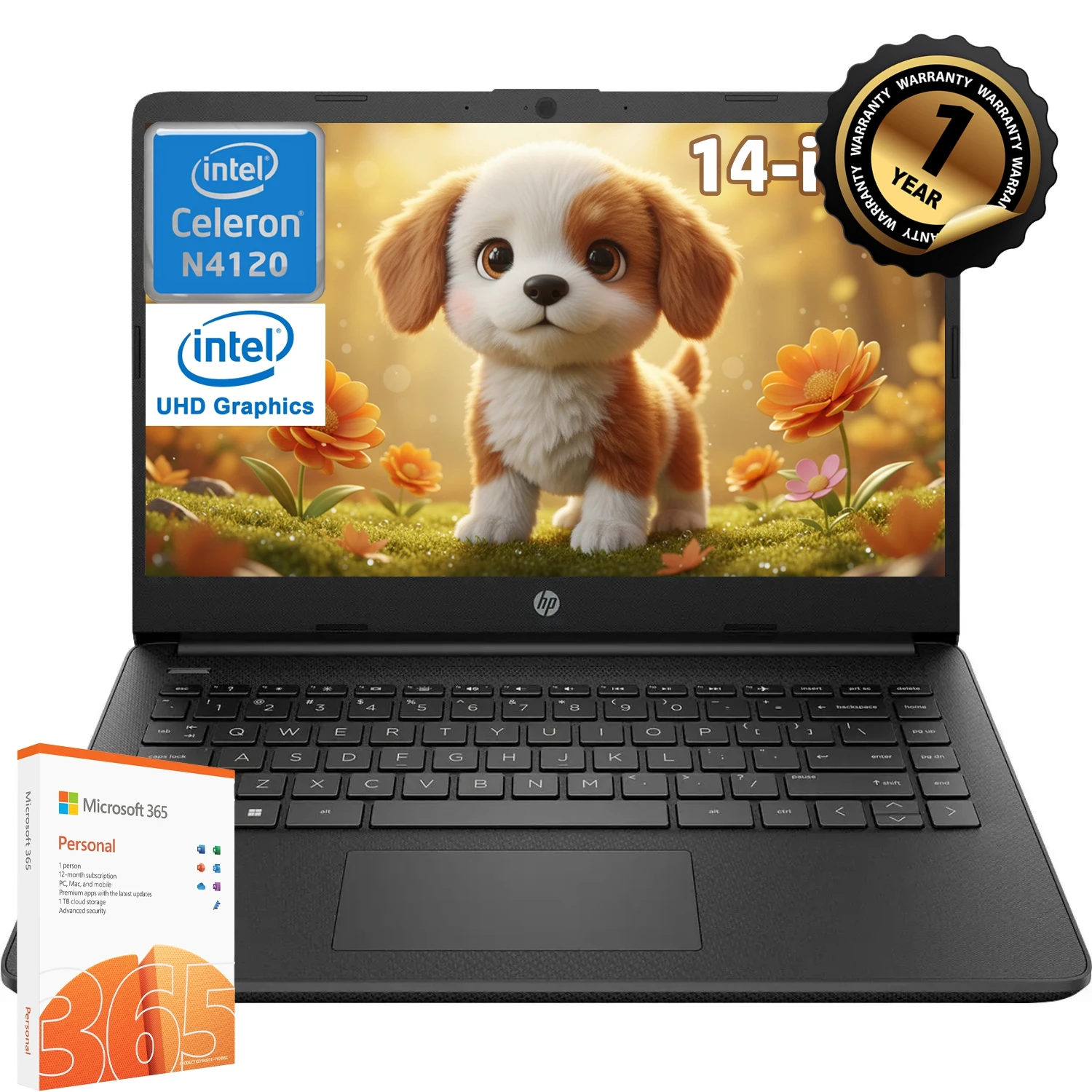 كمبيوتر محمول للأعمال HP-14 "، إنتل سيليرون N4120 ، 16 جيجابايت رام ، مساحة تخزين GB ، GB eMMC + GB SD Card ، مكتب لمدة سنة واحدة #1