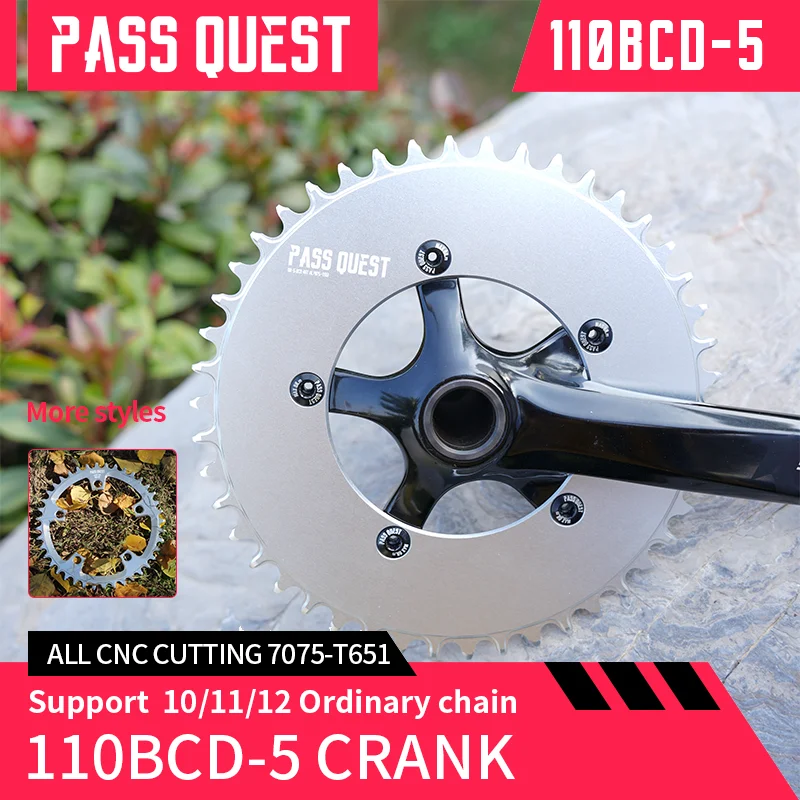 

PASS QUEST-Foldable Bicycle Chainwheel, Round, Narrow Wide Chainring, Silver, 5-jaw, DA-7950, Ut-6750, 105, 38-58T Chainwheel, 1