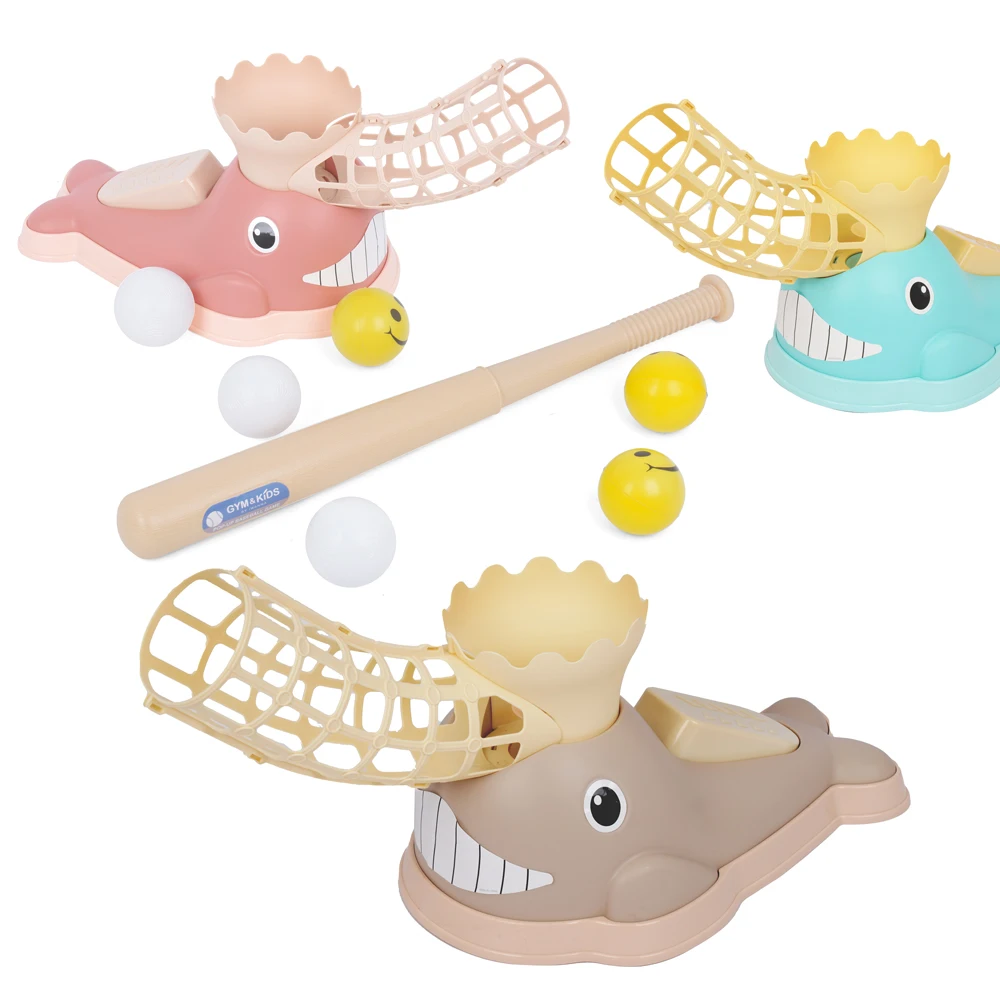 Jim & Kids whale pop-up baseball play toy with 1 foam ball 3 with plastic ball 3, betting pitching machine Indoor Outdoor