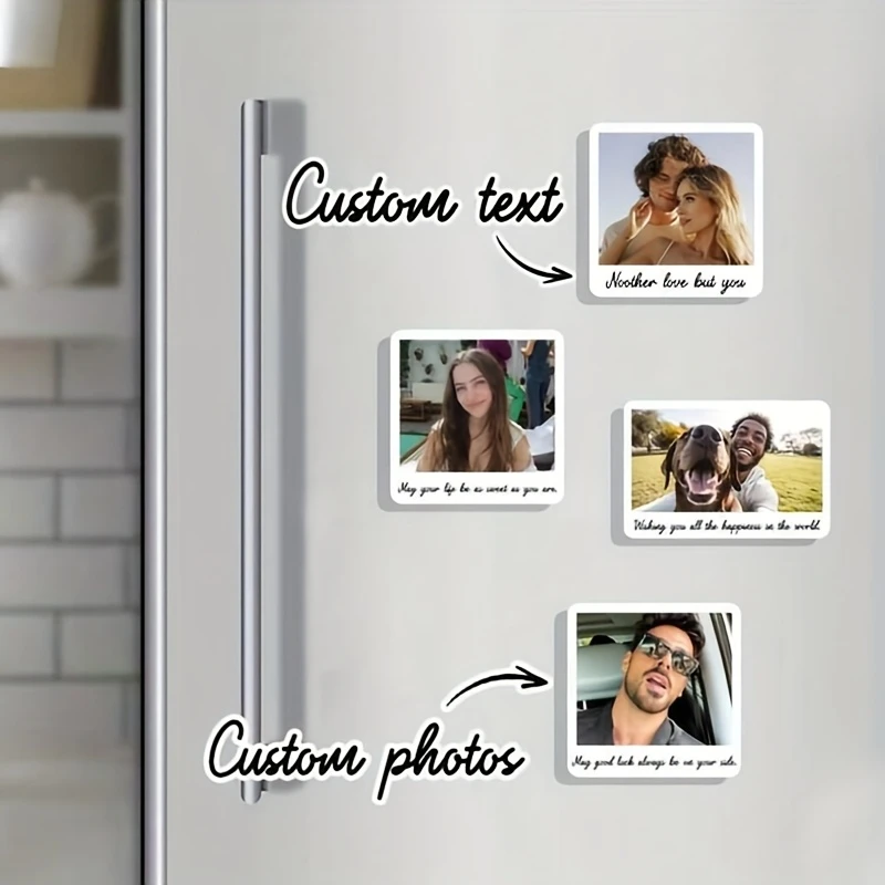 Custom Photo & Text Stylish Fridge Magnet Sentimental Surprise Holiday Gift for Valentine Mother Father Family Friends Lovers