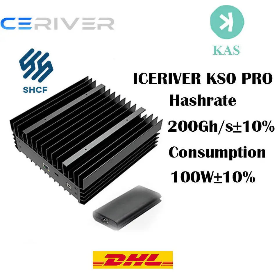 Bq Snelle Verzending Iceriver Ks0 Pro Kas Mijnwerker 200gh/S, 100W Stroomverbruik Asic Kaspa Mijnwerker Met Psu