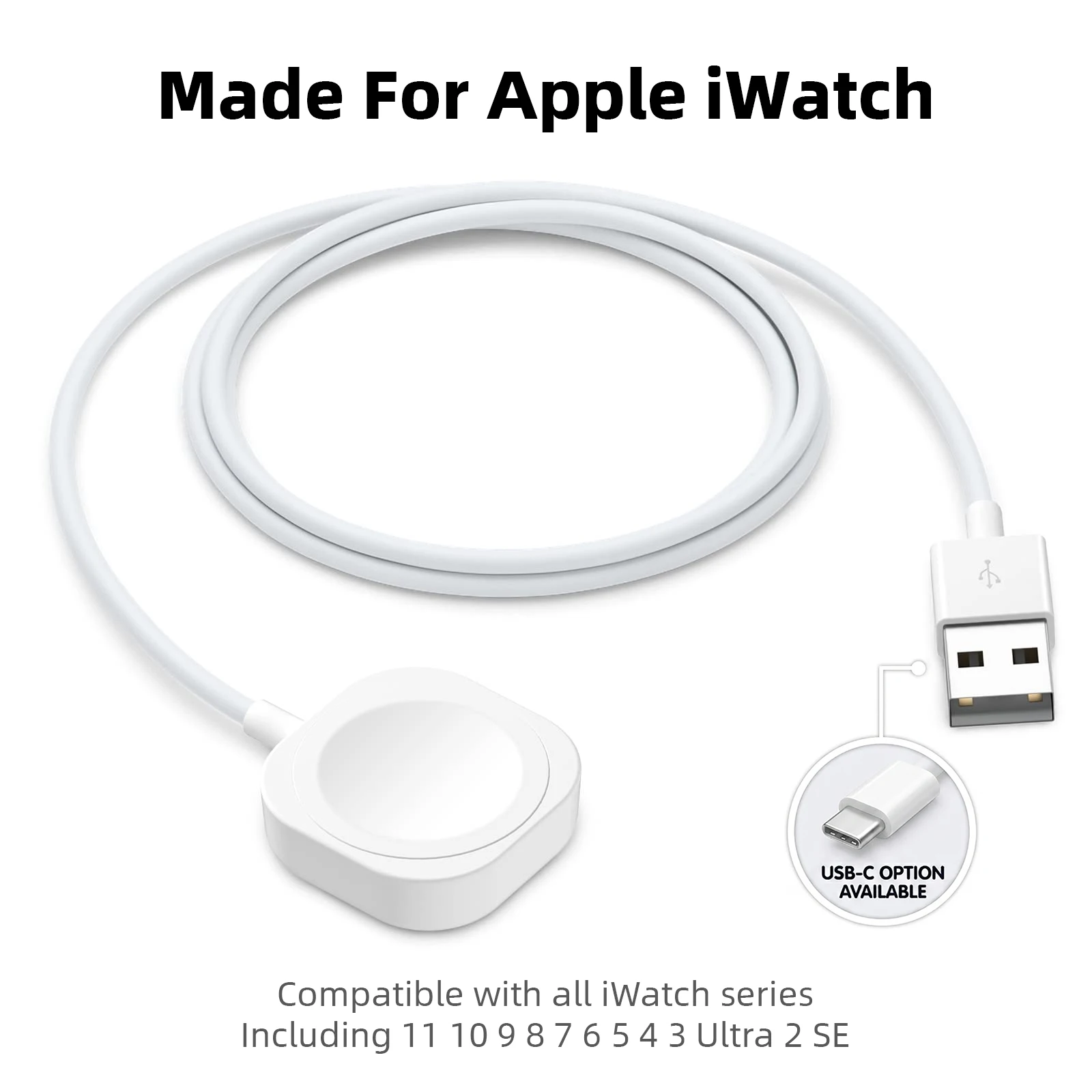 Câble de charge rapide sans fil magnétique USB pour Apple Watch, compatible avec iWatch 11 10 9 8 7 6 5 4 3 2 SE/2 Ultra, chargeur portable