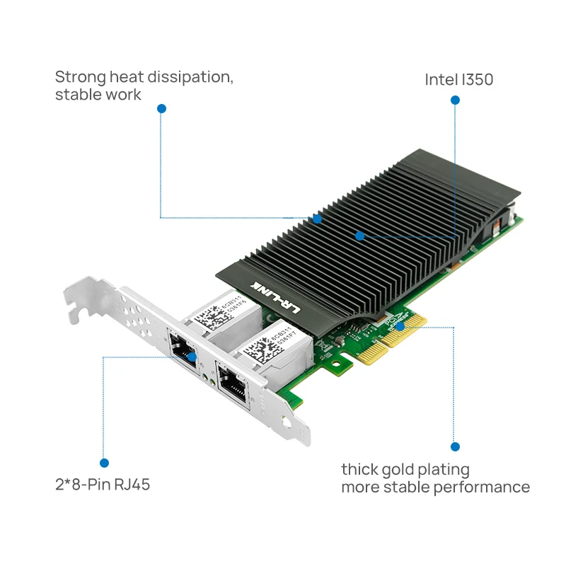 Imagem -03 - Lr-link 2002pt-poe 802.3at Gige Cartão de Interface Gigabit Ethernet Poe Mais Quadro Grabber Nic Pci-express 2xrj45 Intel I350