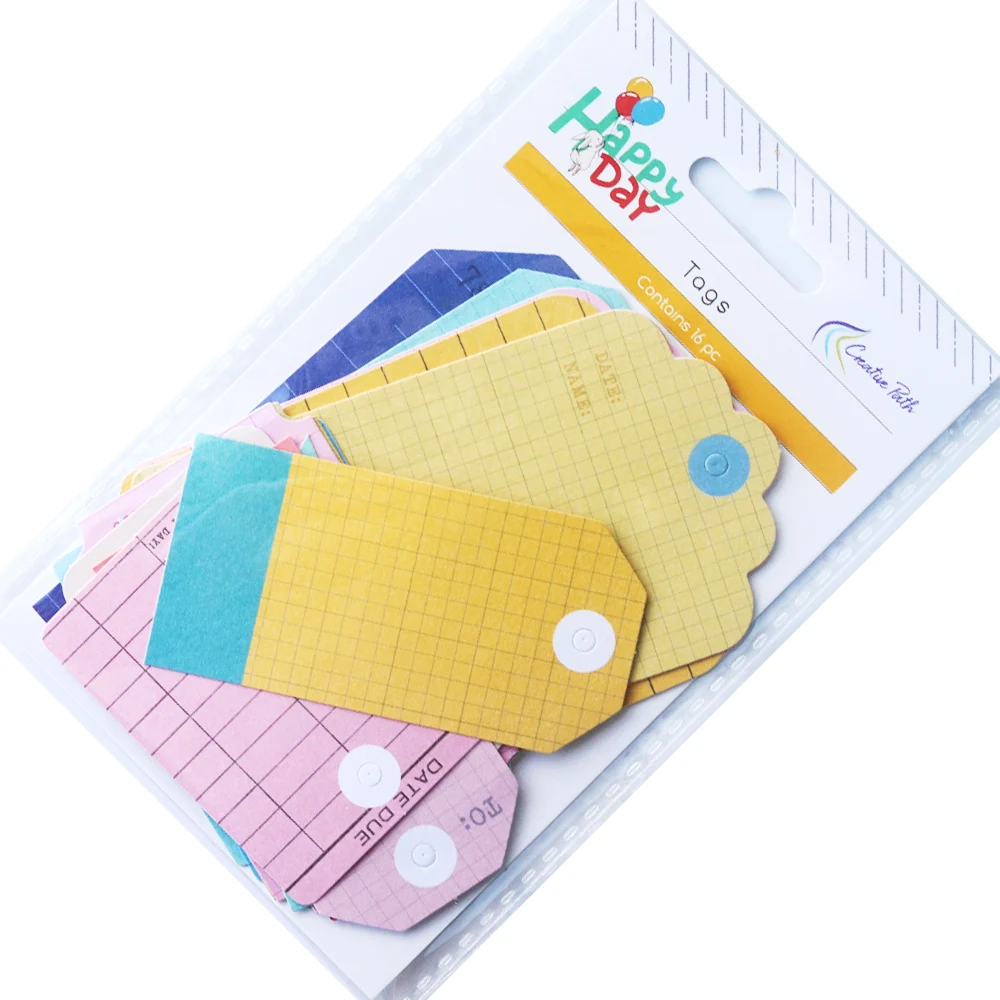 Creative Path 16 Stück Happy Day Karton-Papieretiketten, kleine Raster-Journaling-Tags, Vintage-Scrapbooking-Tags für DIY-Bastelarbeiten – Detail 10